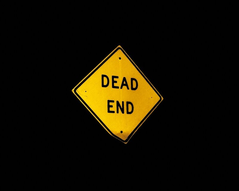 Dead End Sign — Yellow, Dramatic