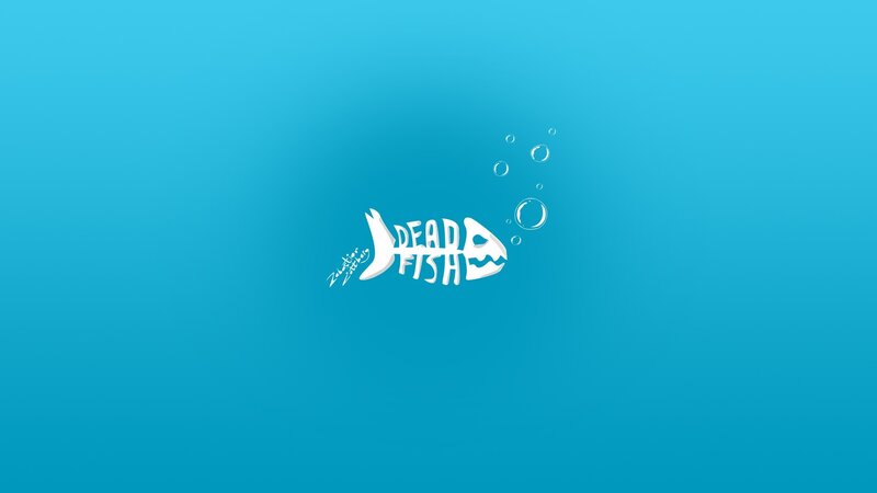 Dead Fish logo on blue background