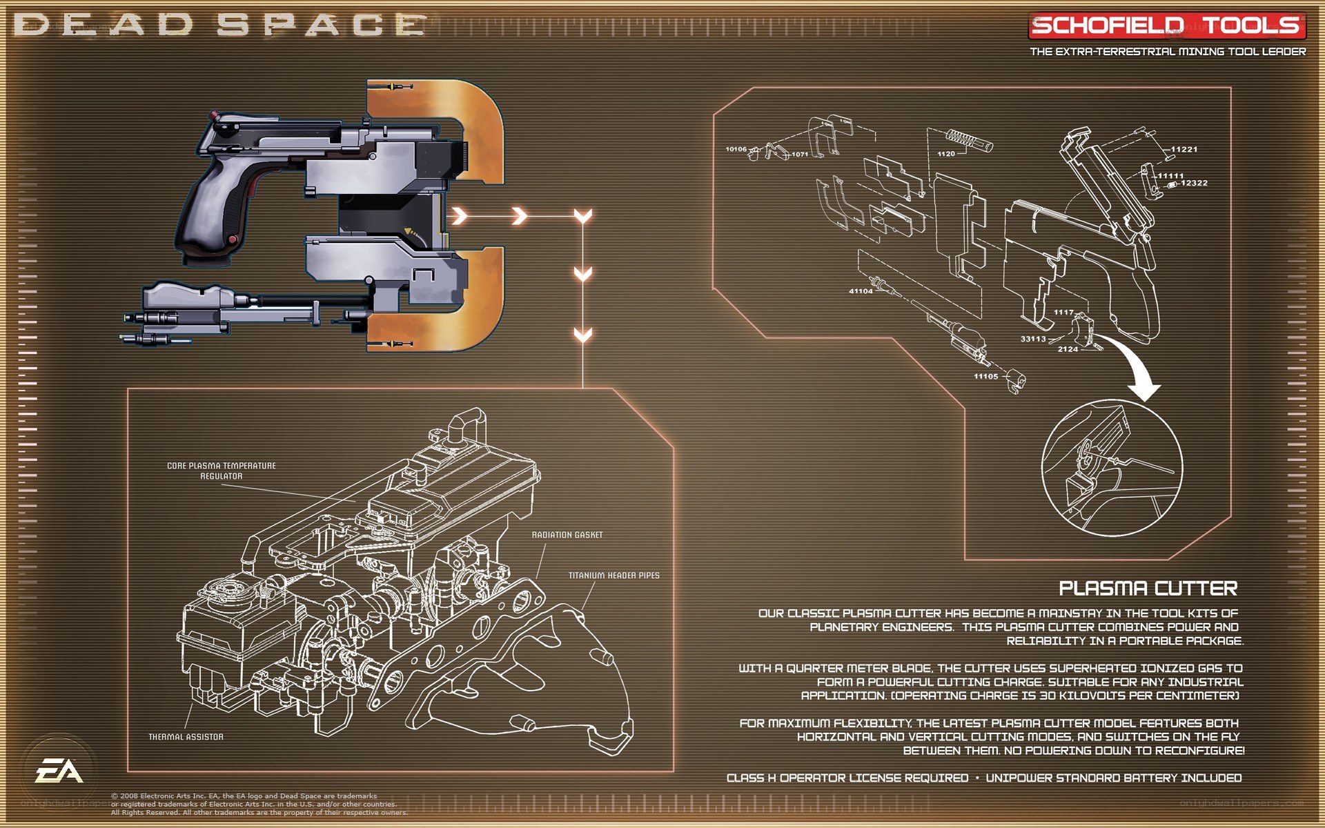 Dead Space plasma cutter schematic
