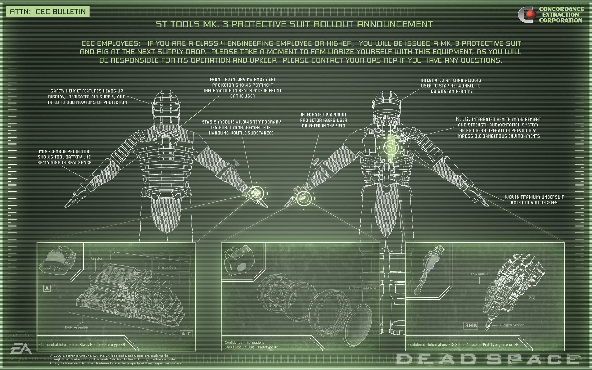 Dead Space protective suit schematic