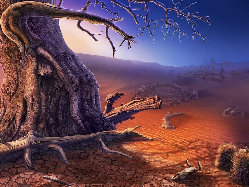 Dead Tree in Desert — Brown, Dramatic