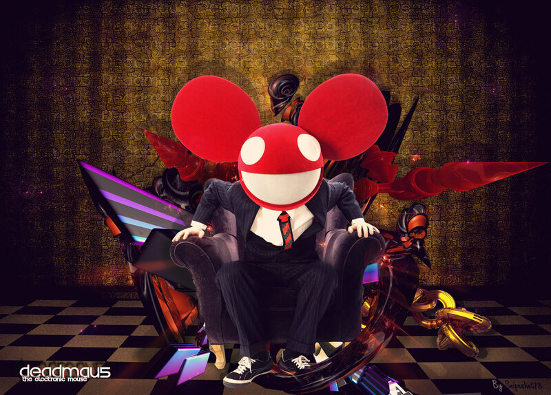 Deadmau5 in Suit — Red, Dramatic, Digital Art