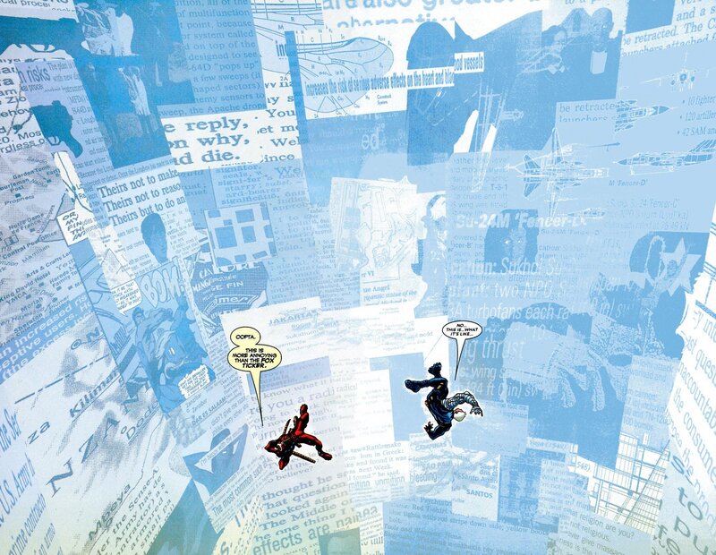 Deadpool and Cable in a comic collage