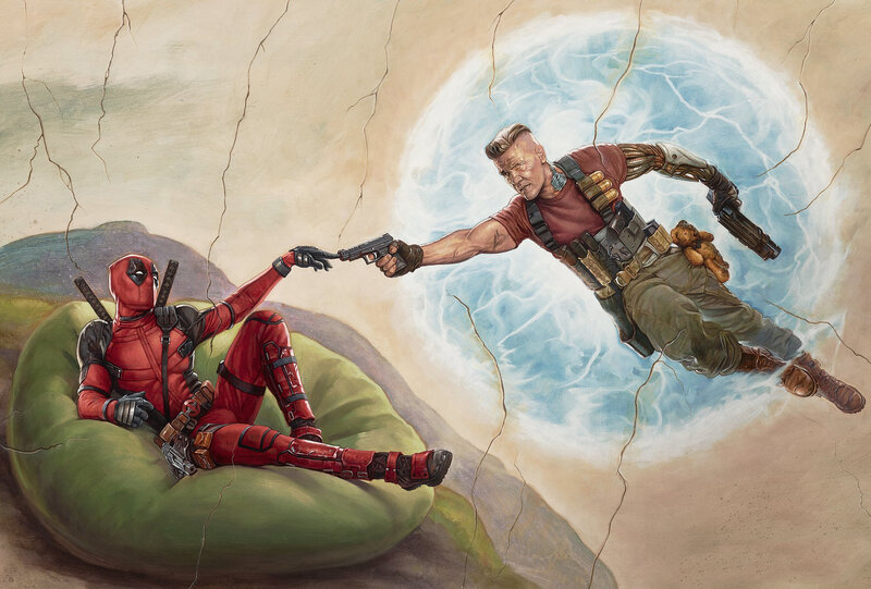 Deadpool and Cable — Red, Dramatic, Illustration