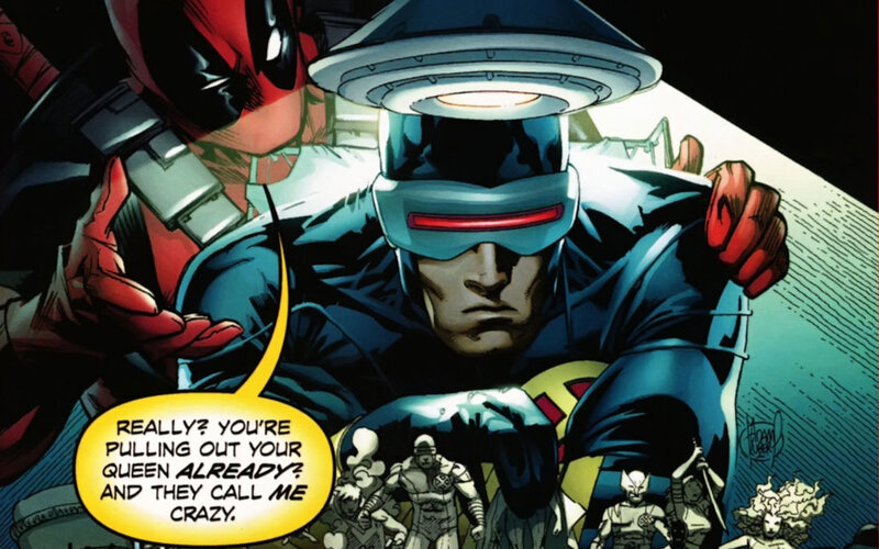 Deadpool and Cyclops in comic panel