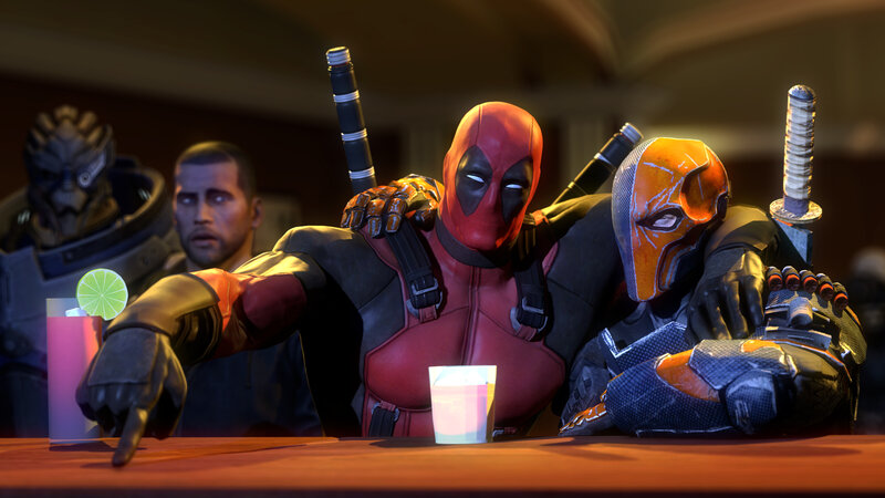 Deadpool and Deathstroke at Bar