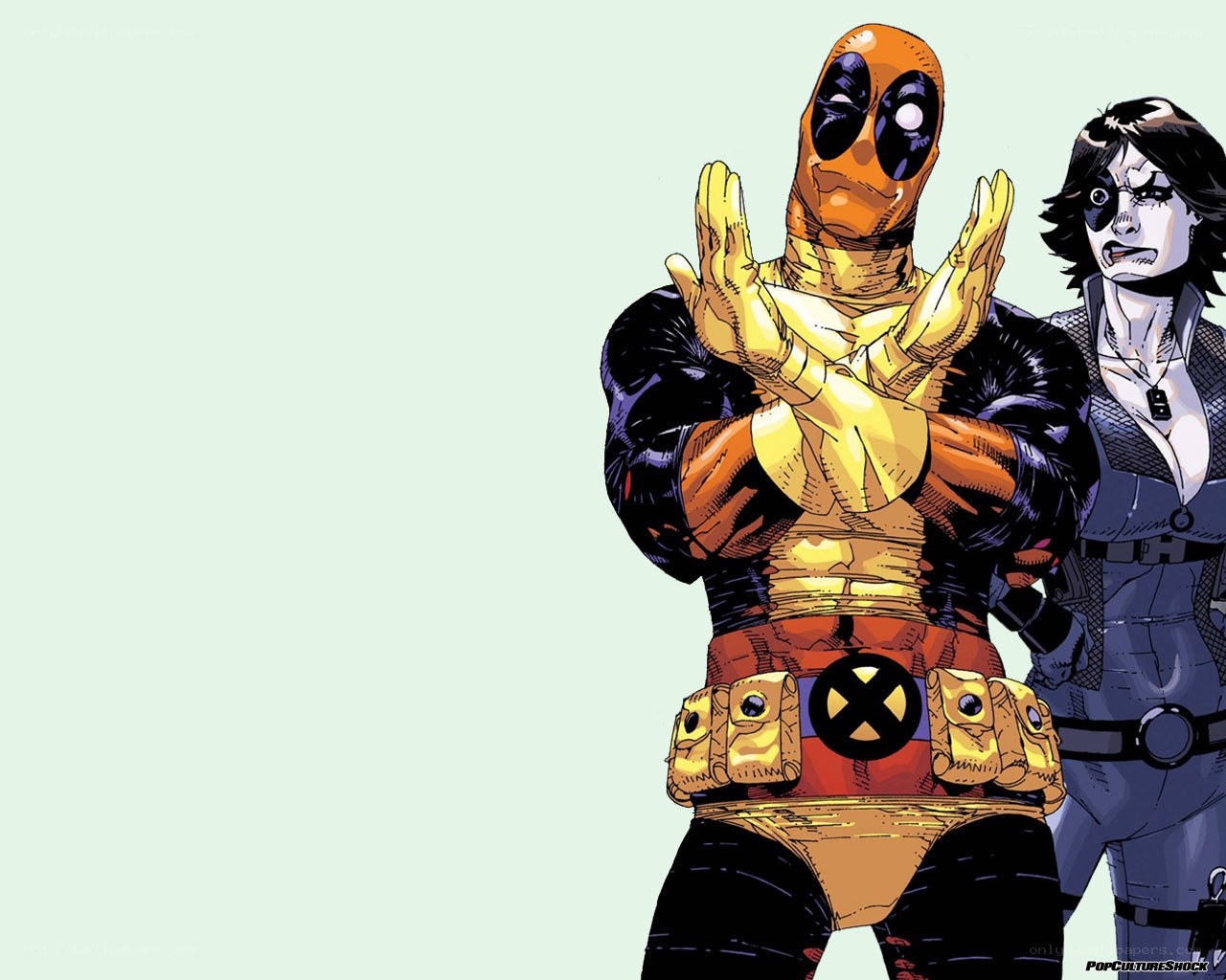 Deadpool and Domino in action