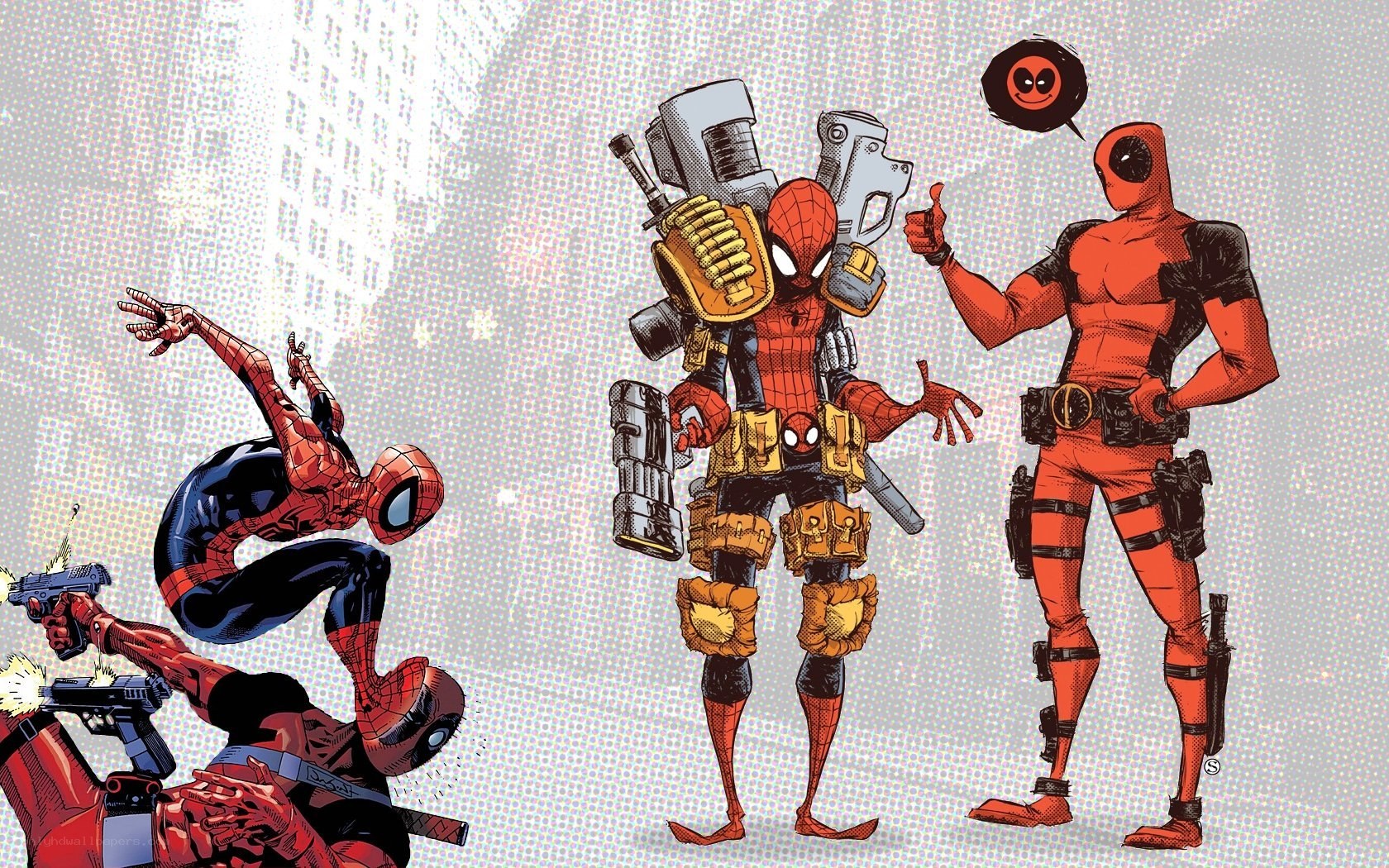 Deadpool and Spider-Man comic art