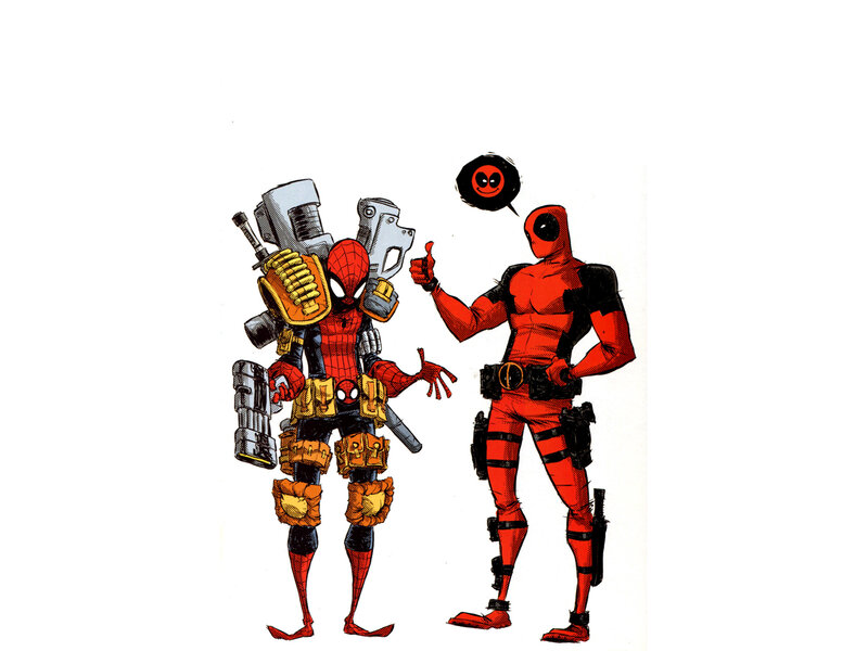 Deadpool and Spider-Man in action