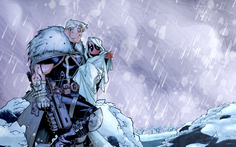 Deadpool and Wolverine in snow