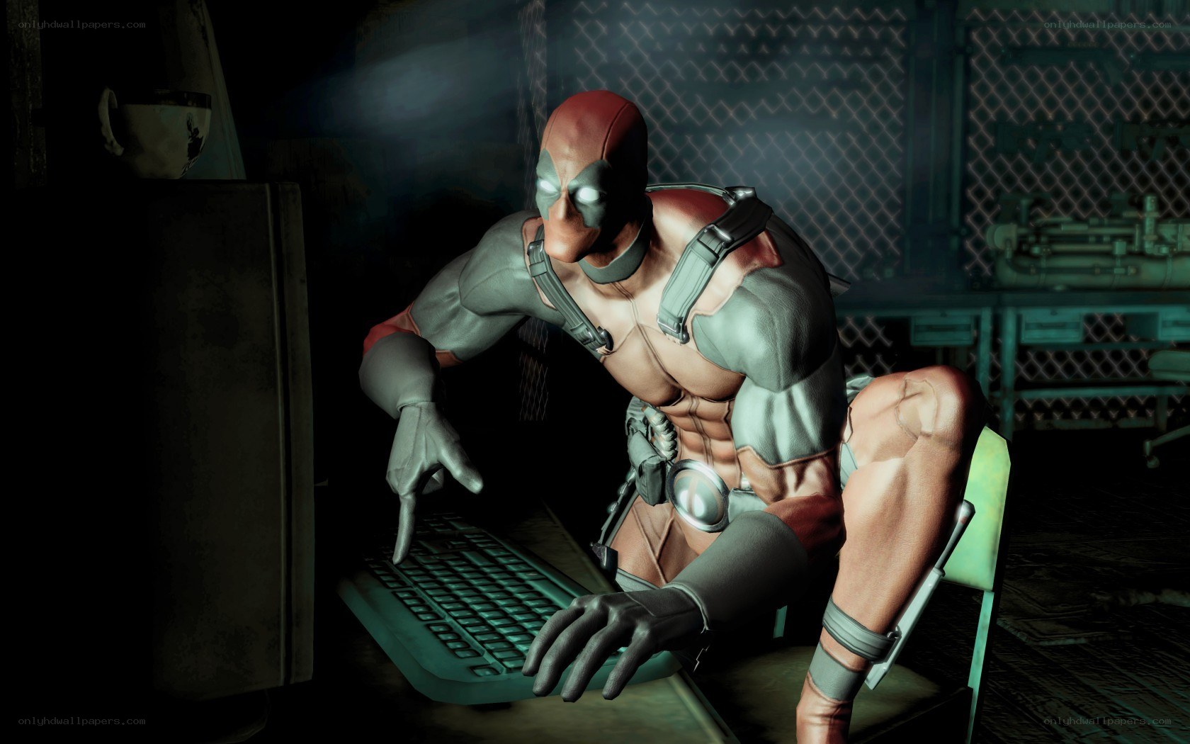 Deadpool at a computer