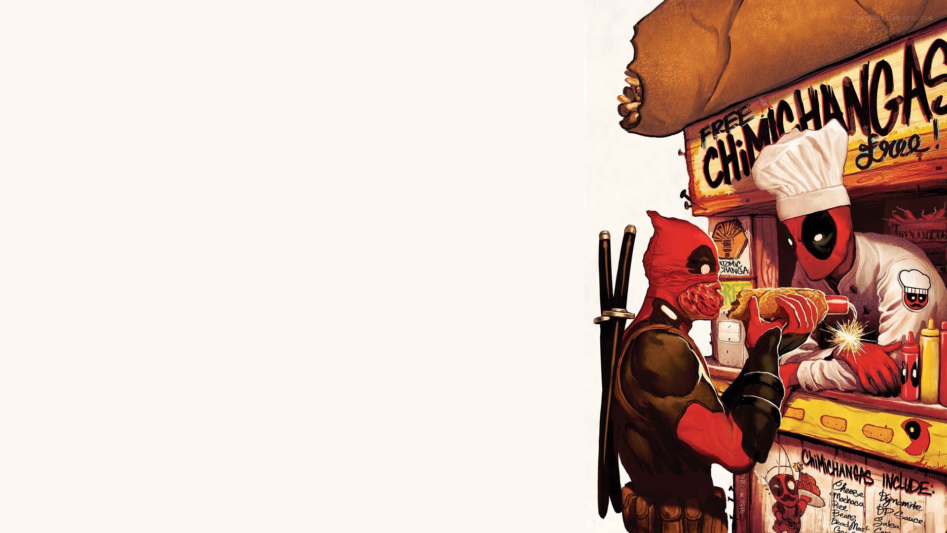Deadpool at a food stand
