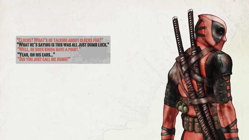 Deadpool character art with dialogue