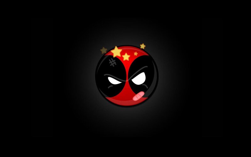 Deadpool Character Face — Black, Dark, Digital Art, Stars