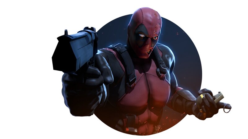 Deadpool Character — Red, Aggressive, 3d Render