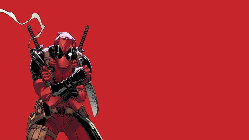 Deadpool Character — Red, Aggressive, Comic, Swords, Guns