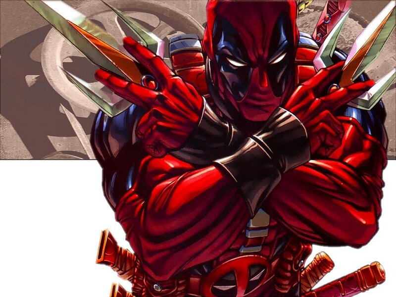 Deadpool Character — Red, Aggressive, Comic, Swords, Mask