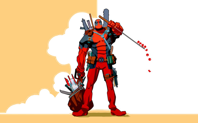 Deadpool Character — Red, Confident, Comic, Guns
