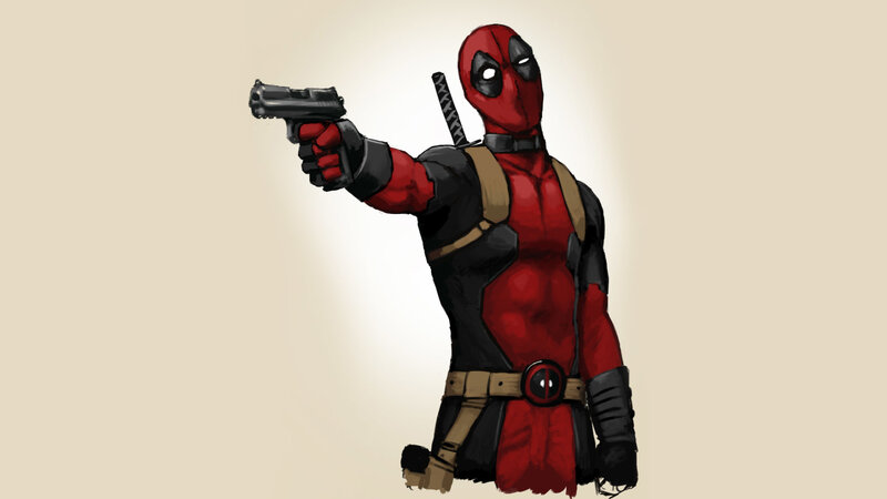 Deadpool Character — Red, Confident, Digital Art, Gun