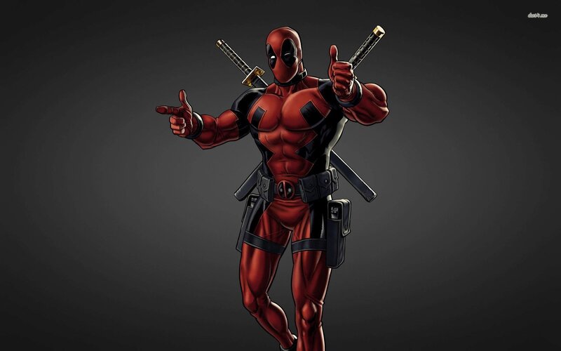 Deadpool Character — Red, Confident, Digital Art, Swords
