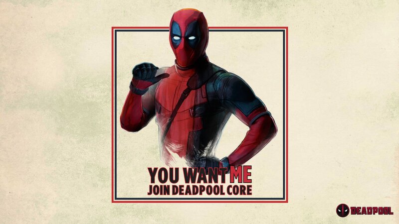 Deadpool Character — Red, Confident, Digital Art, Text