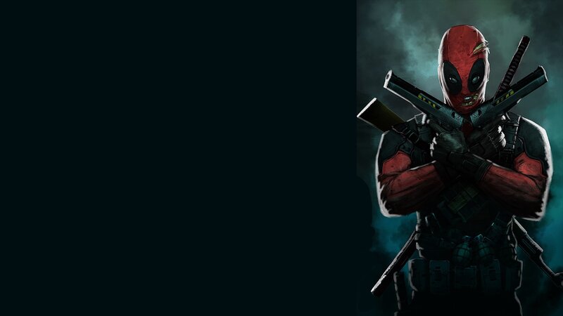 Deadpool Character — Red, Dark, Digital Art, Guns