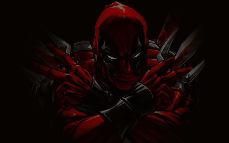 Deadpool Character — Red, Dark, Digital Art, Mask