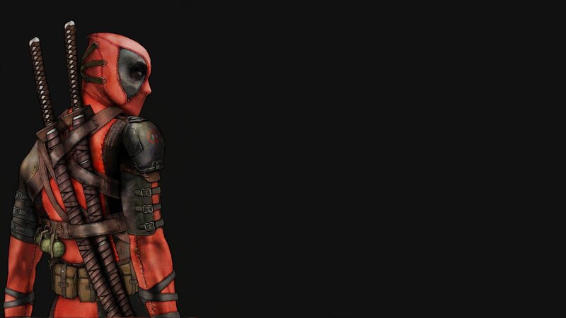 Deadpool Character — Red, Dark, Digital Art, Swords