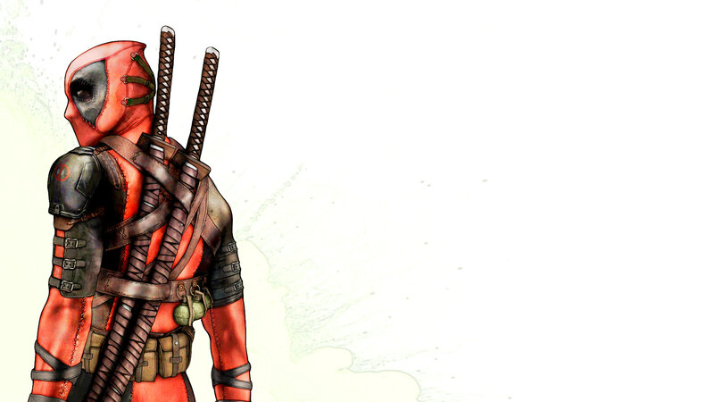Deadpool Character — Red, Dramatic, Comic, Swords, Backpack