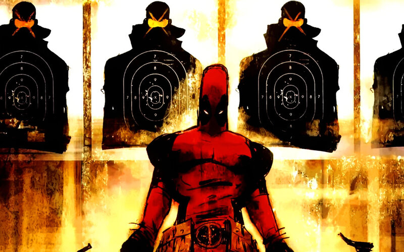 Deadpool Character — Red, Dramatic, Comic, Target Practice, Silhouettes