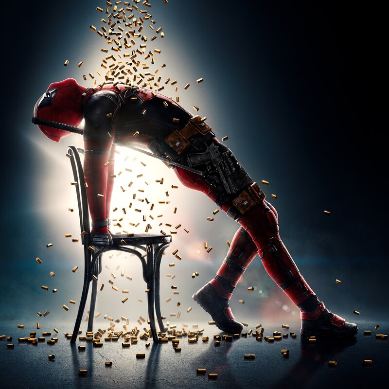 Deadpool Character — Red, Dramatic, Digital Art, Chair