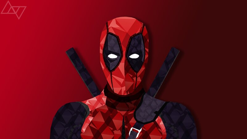 Deadpool Character — Red, Dramatic, Digital Art, Mask, Swords, Red Background