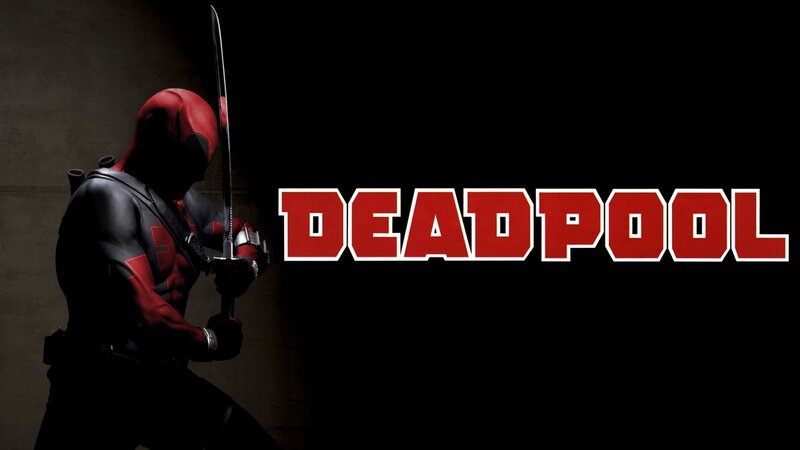 Deadpool Character — Red, Dramatic, Digital Art, Sword, Text