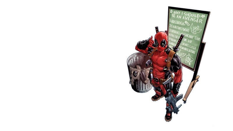 Deadpool Character — Red, Humorous, Comic, Chalkboard