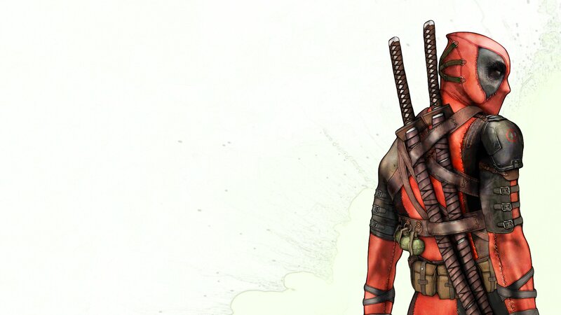 Deadpool Character — Red, Neutral, Digital Art, Swords