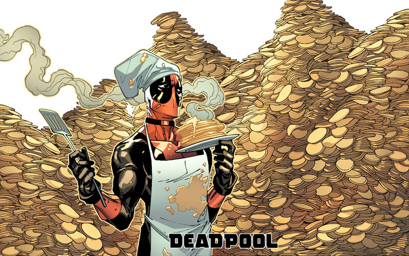 Deadpool Cooking Pancakes — Red, Humorous