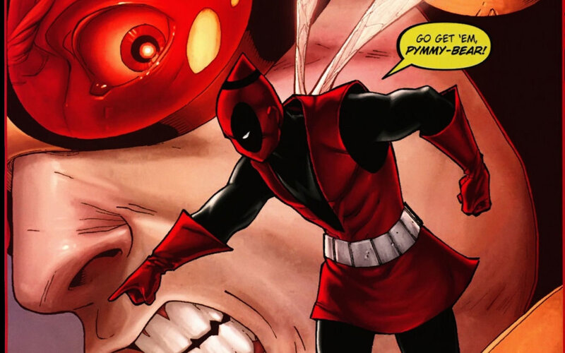 Deadpool fighting a giant face