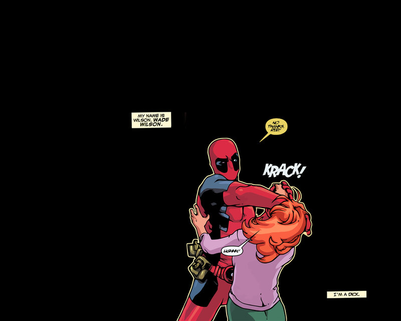Deadpool fighting a woman