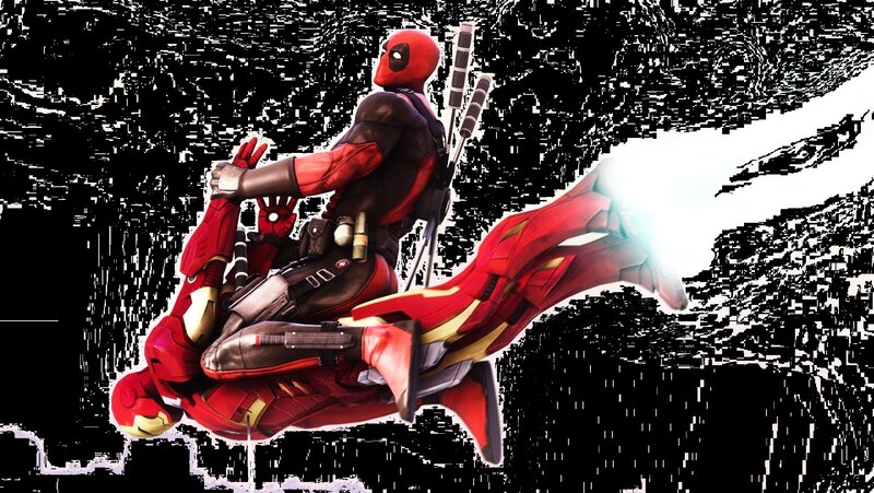 Deadpool fighting Iron Man