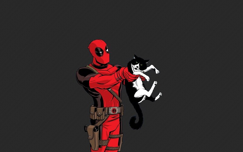 Deadpool Holding a Cat — Red