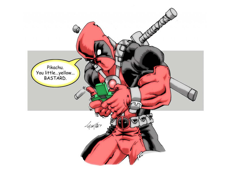 Deadpool Holding a Device