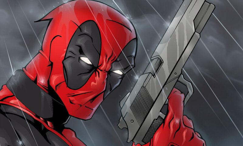 Deadpool Holding a Gun