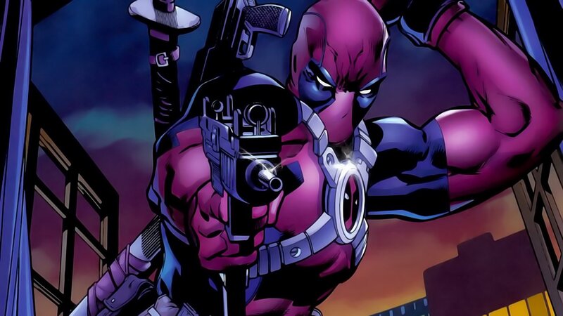 Deadpool Holding Gun — Purple