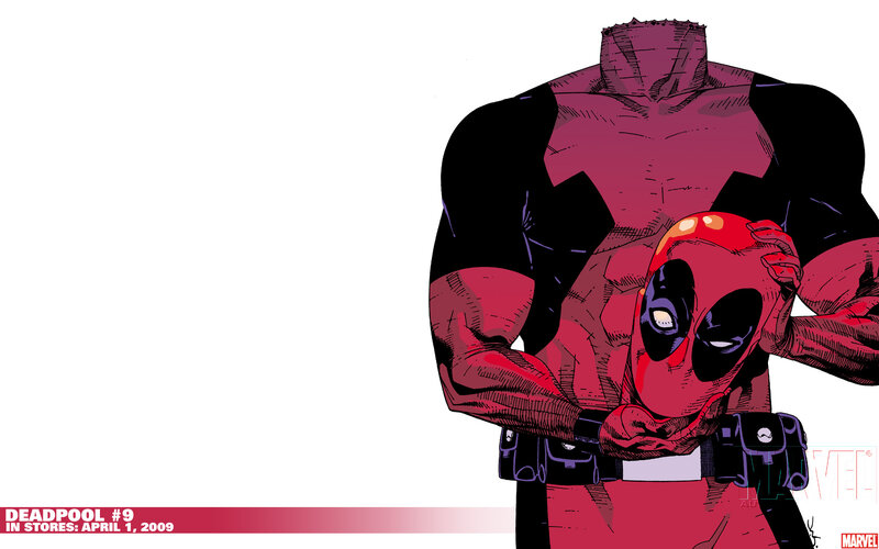 Deadpool holding his head