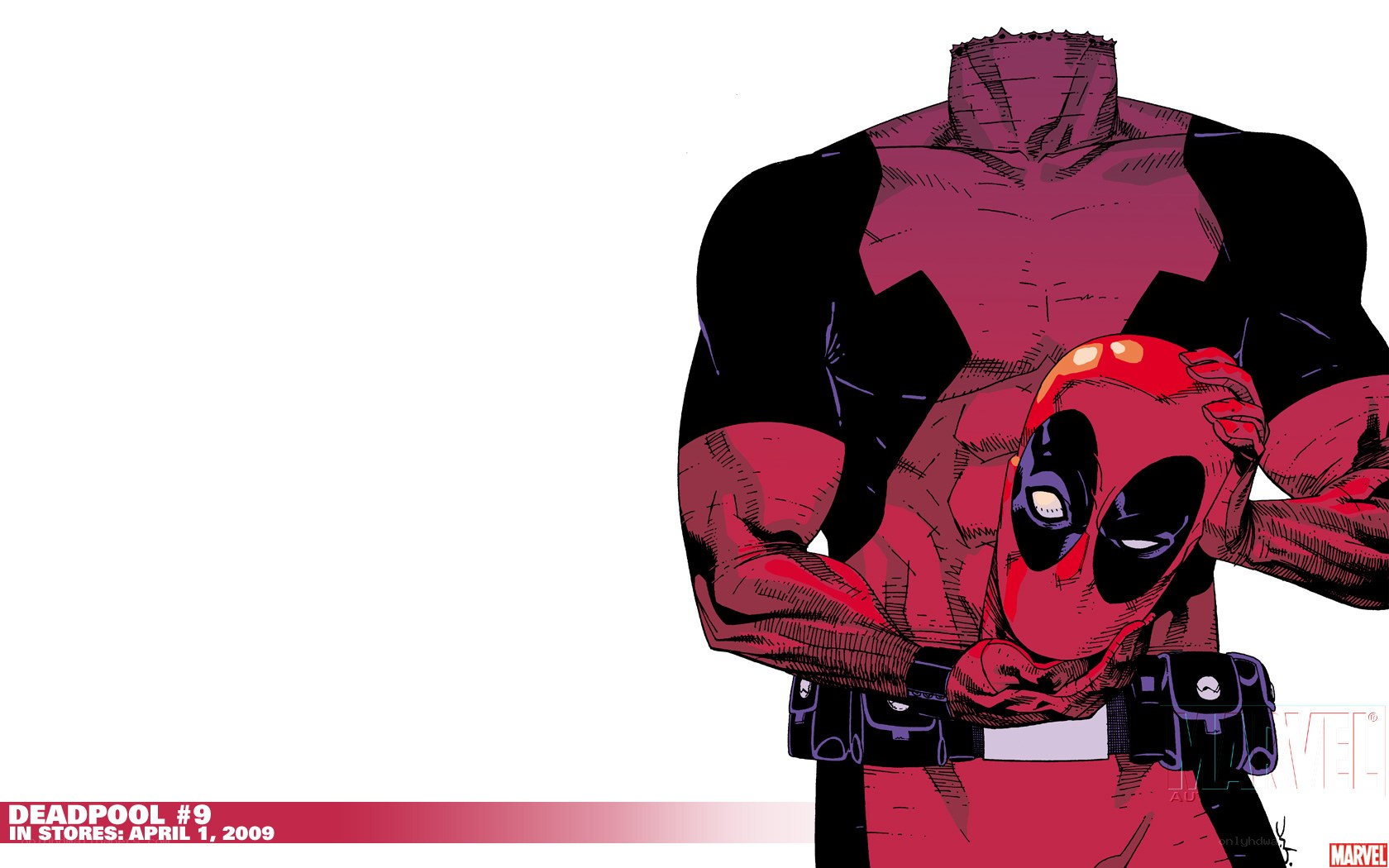 Deadpool holding his head