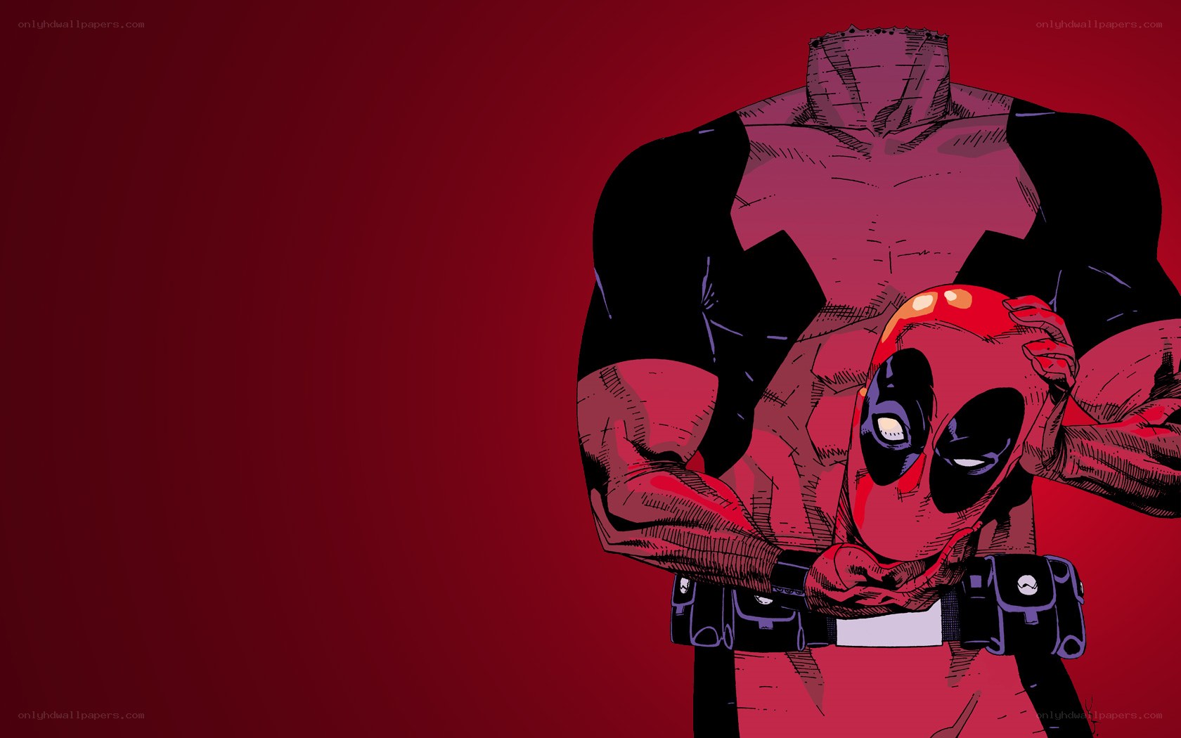 Deadpool holding his mask