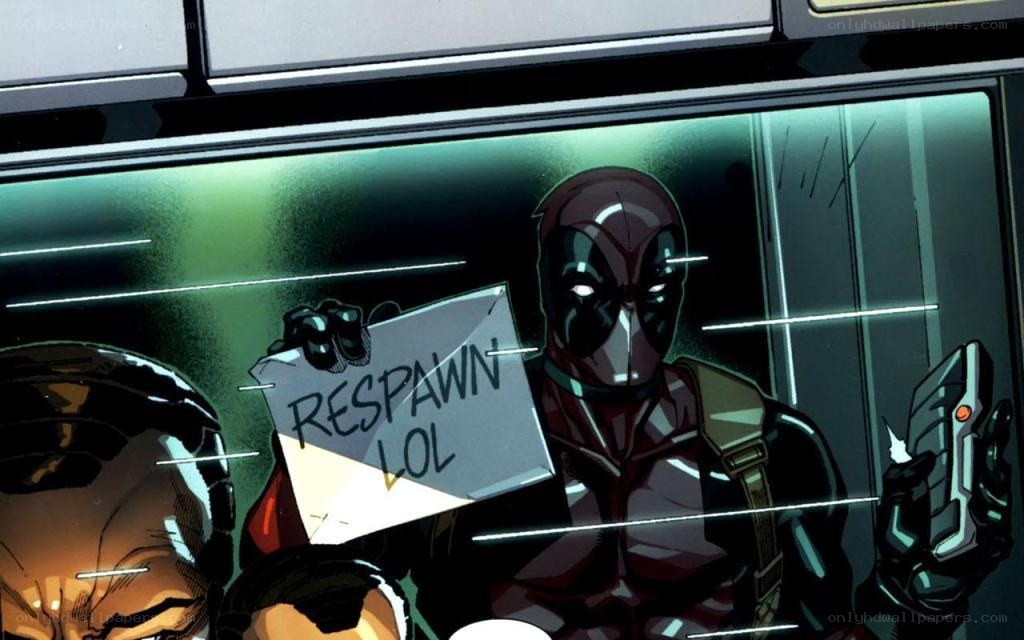 Deadpool holding sign