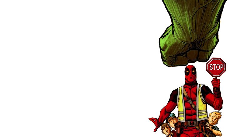 Deadpool Holding Stop Sign — Red