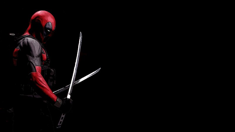 Deadpool Holding Swords — Black, Dark