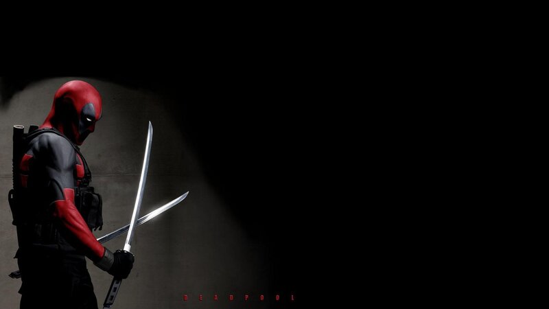 Deadpool Holding Swords — Black, Dramatic